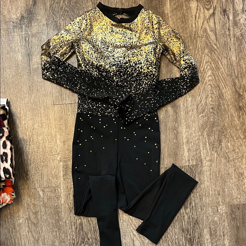 Gold and Black Sequin Leotard